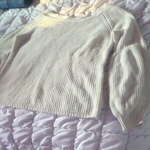 Chic Off-the-Shoulder Cream Sweater